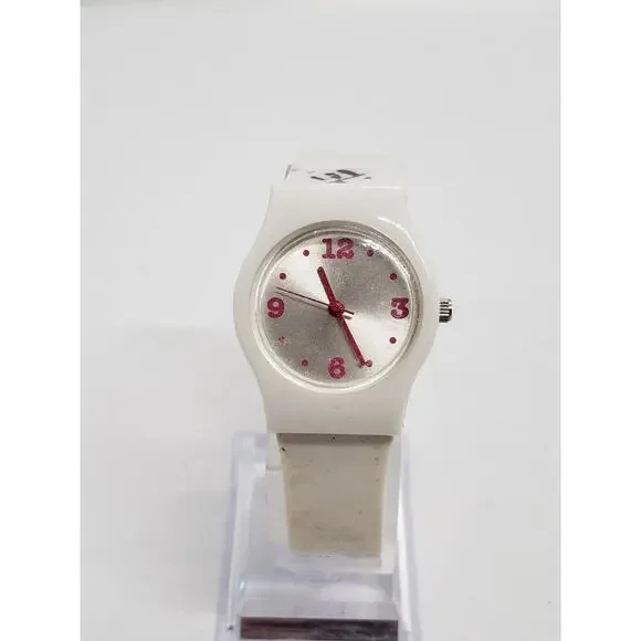 Women's watch. Silver opalescent face with red accents. K1499 0912 Working watch